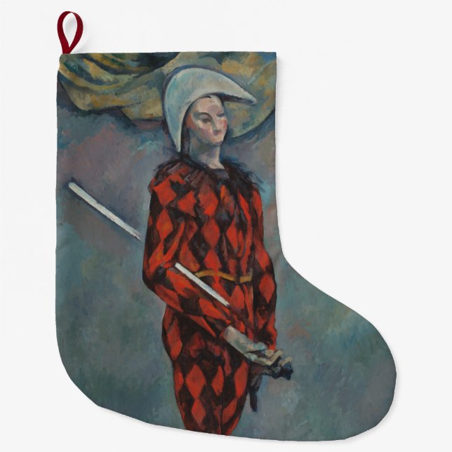 Harlequin (Joker) (by Paul Cézanne) Large Christmas Stocking (Front)