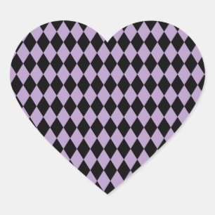Harlequin Lilac and Black Heart Sticker