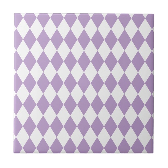 Harlequin Lilac and White Ceramic Tile (Front)