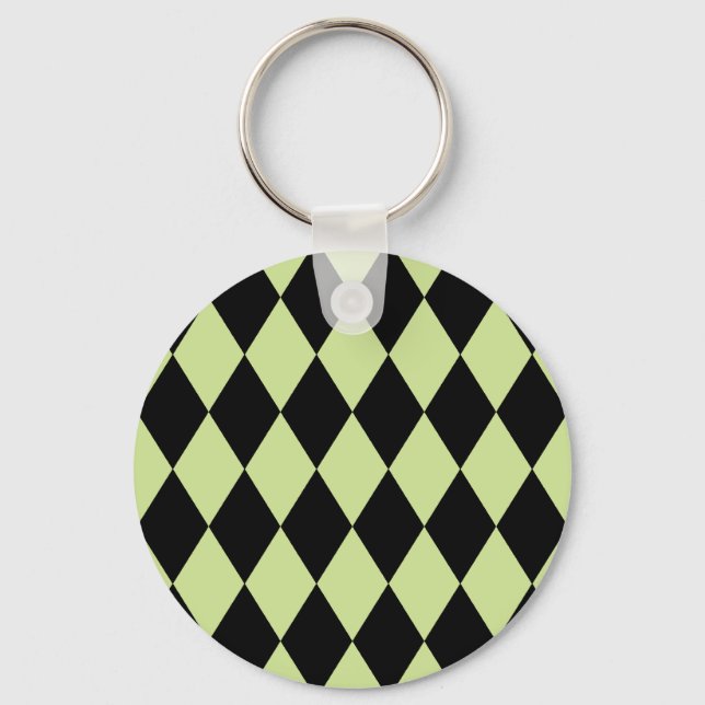 Harlequin Mint and Black Key Ring (Front)
