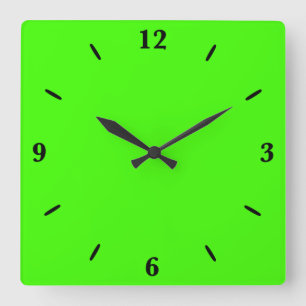 Harlequin Neon Green Solid Colour Square Wall Clock
