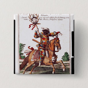 Harlequin on Horseback 15 Cm Square Badge