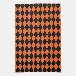 Harlequin Orange and Black Tea Towel