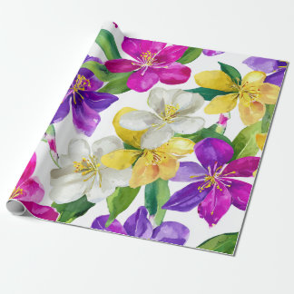 Harlequin Orchid Multicolor Purple Yellow Floral Wrapping Paper