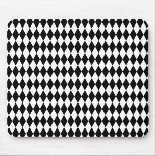 Harlequin pattern, elegant black and white design mouse pad