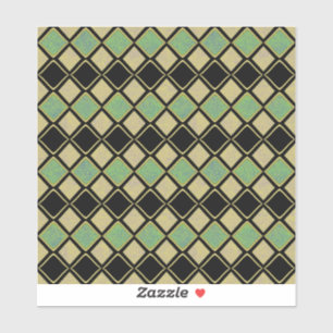 Harlequin Pattern in Gold, Green, and Black
