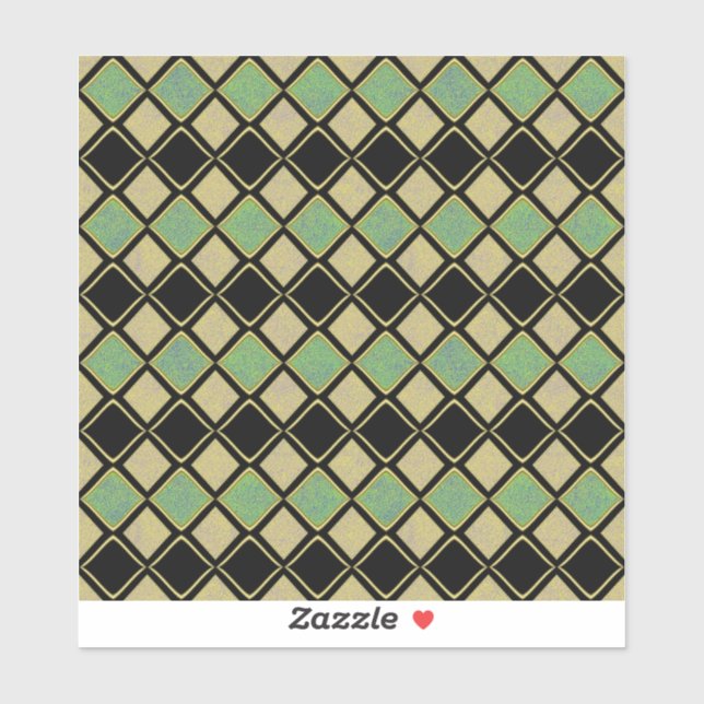 Harlequin Pattern in Gold, Green, and Black  (Sheet)