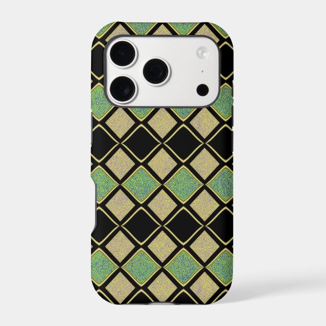 Harlequin Pattern in Gold, Green, and Black  (Back)