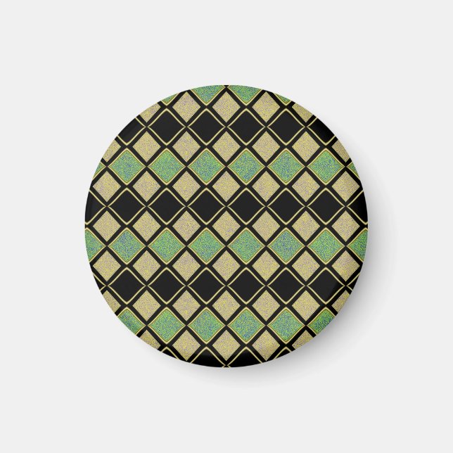 Harlequin Pattern in Gold, Green, and Black  Magnet (Front)