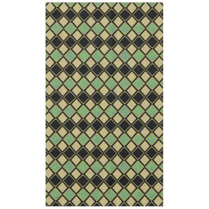 Harlequin Pattern in Gold, Green, and Black  Tablecloth
