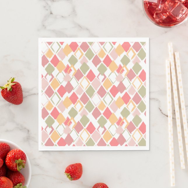Harlequin pattern in popsicles summer colours  napkin (Insitu)