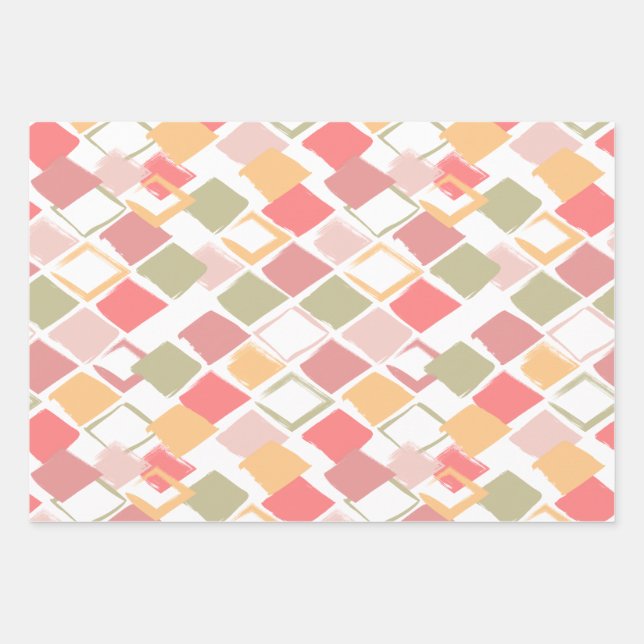 Harlequin pattern in popsicles summer colours  wrapping paper sheet (Front)