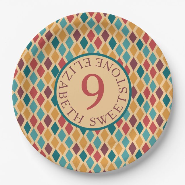 Harlequin Pattern Paper Plate (Front)