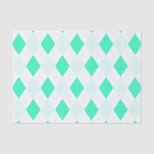Harlequin Patterns Mint Green White Cool Trendy Tissue Paper