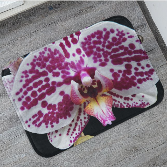 Harlequin Phalaenopsis Orchid Floral Bath Mat (In Situ)