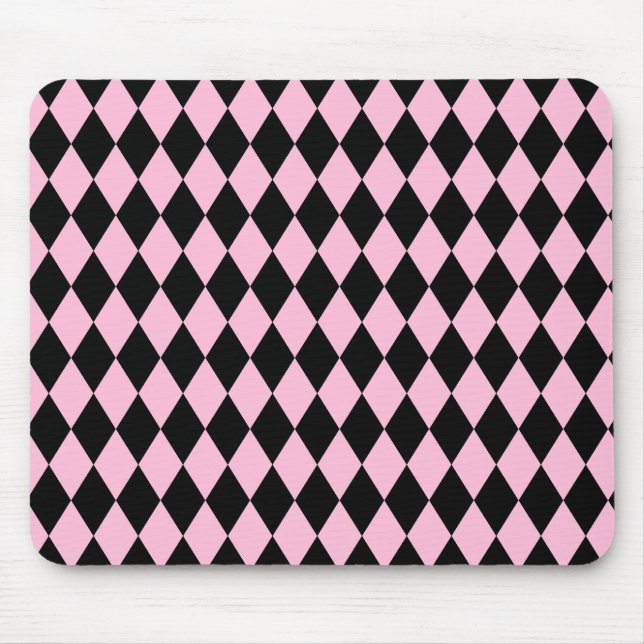 Harlequin Pink and Black Mouse Pad (Front)