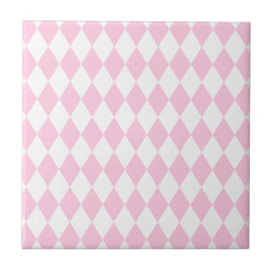 Harlequin Pink and White Ceramic Tile