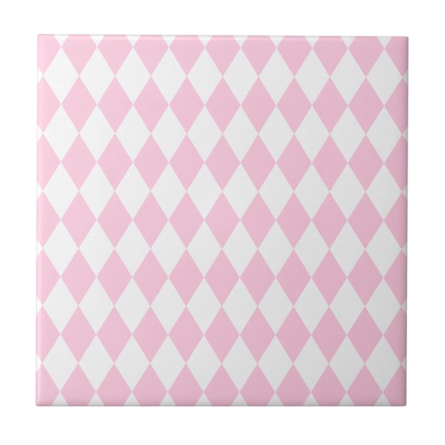 Harlequin Pink and White Ceramic Tile (Front)
