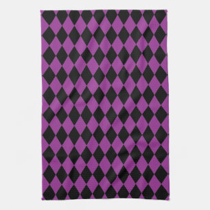 Harlequin Plum and Black Tea Towel