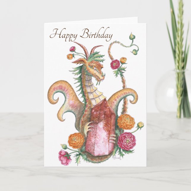 Harlequin Quartz Dragon (Gemini) - Birthday Card (Front)