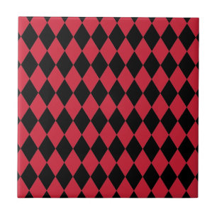 Harlequin Red and Black Ceramic Tile