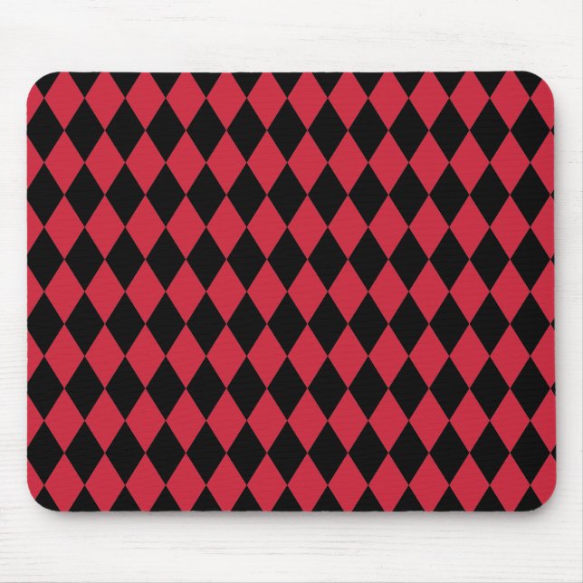 Harlequin Red and Black Mouse Pad (Front)