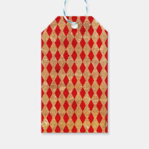 Harlequin Red Vintage Gift Tags