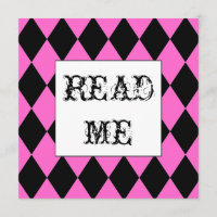 Harlequin Square Alice in Wonderland invitation