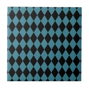Harlequin Teal and Black Ceramic Tile