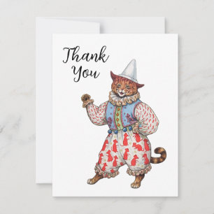 Harlequin Theatrical Costumed Cat Art Thank You Holiday Card
