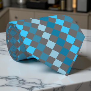 Harlequin Turquoise and Grey Pattern Tie