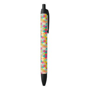 Harlequin vintage pattern black ink pen