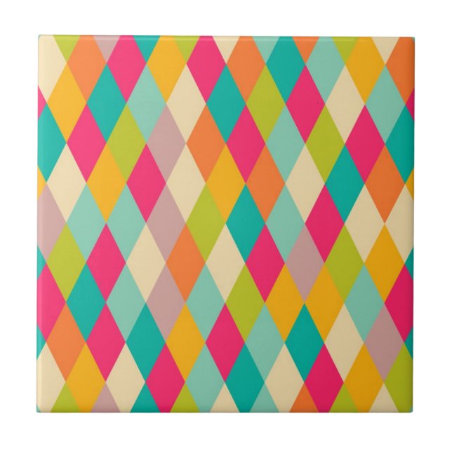 Harlequin vintage pattern ceramic tile (Front)