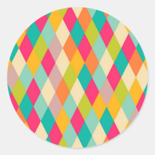 Harlequin vintage pattern classic round sticker