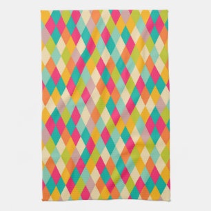 Harlequin vintage pattern tea towel