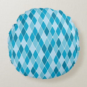 Harlequin winter pattern round cushion