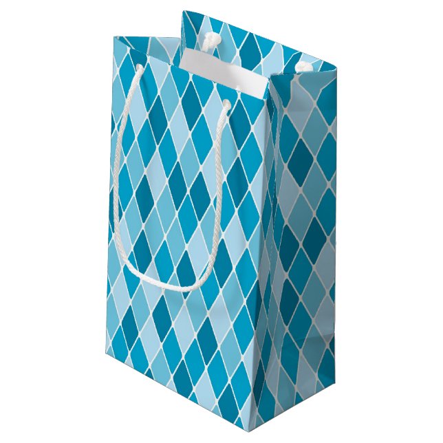 Harlequin winter pattern small gift bag (Back Angled)