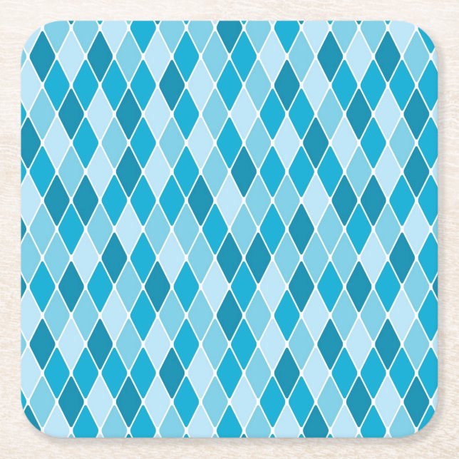 Harlequin winter pattern square paper coaster (Front)