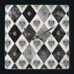 Harlequin with All-Seeings Eyes Wall Clock<br><div class="desc">Harlequin pattern became popular in the 1960's for clothing. And the sacred heart is one of the most enduring symbols in both religious iconography and tattoo culture. Originally rooted in Christian devotion, the sacred heart has traveled far beyond the church to become a motif of resilience, protection, and personal identity...</div>