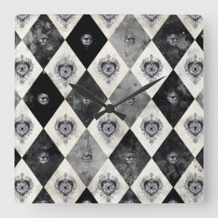 Harlequin with All-Seeings Eyes Wall Clock