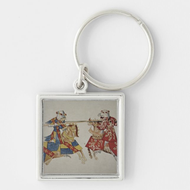 Harley 4205 f.366 Jousting Knights, c.1445 (vellum Key Ring (Front)