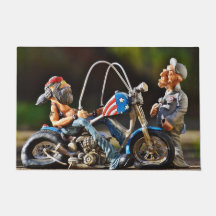 Harley Biker DoorMat  Cartoon