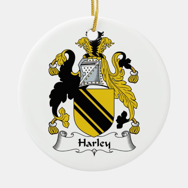 Harley Family Crest Ceramic Ornament (Front)