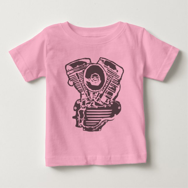 Harley Panhead Engine Drawing Baby T-Shirt (Front)