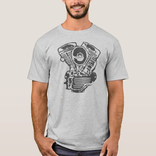 Harley Panhead Engine Drawing T-Shirt (Front)