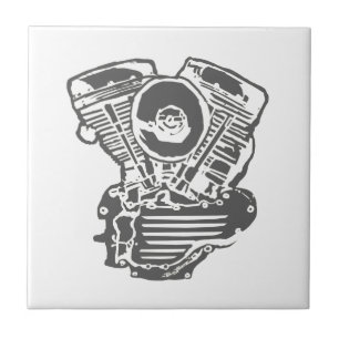Harley Panhead Engine Drawing Tile