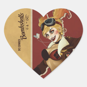 Harley Quinn Bombshells Pinup Heart Sticker