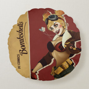 Harley Quinn Bombshells Pinup Round Cushion