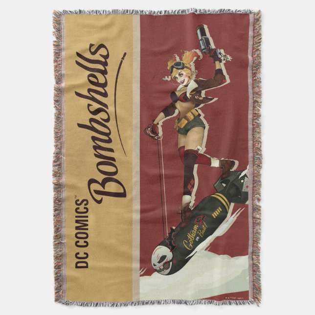 Harley Quinn Bombshells Pinup Throw Blanket (Front Vertical)