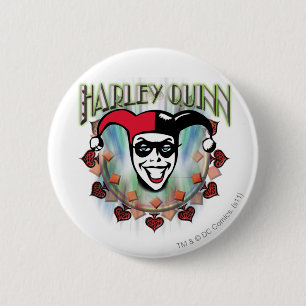 Harley Quinn - Face and Logo 6 Cm Round Badge
